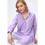 Bigdart 3879 Lila Oversize Cepli Kadın Gömlek