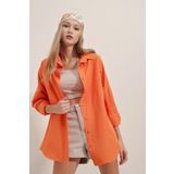 Bigdart 3900 İndigo Oversize Uzun Basic Kadın Gömlek