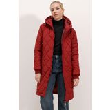Bigdart 5138 Bordo Kapitone Uzun Kadın Mont