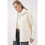 Bigdart 55446 Bej Fermuarlı Oversize Peluş Mont Kadın İçin Rahat ve Şık Tasarım - 40