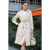 Bigdart 5853 Kadınlar için Bej Kruvaze Yaka Trençkot, Polyester Malzeme ile Mevsimlik Kullanım - 46