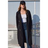 Bigdart 5853 Kruvaze Yaka Trençkot - Siyah - 52