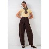 Bigdart 6689 Kadın Yüksek Bel Baggy Kot Pantolon - Kahverengi