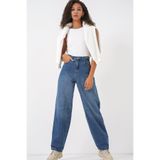 Bigdart 6689 Kadın Yüksek Bel Baggy Kot Pantolon - Lacivert