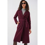 Bigdart 9118 Kruvaze Yaka Kaşe Kaban - Bordo - 44