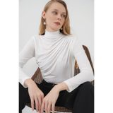 Bigdart 925 Büzgü Detaylı Sandy Bluz - Beyaz