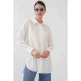 Bigdart Fırfırlı Uzun Gömlek Tunik 5953 - Beyaz
