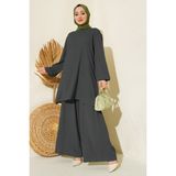 Bigdart Kadın Antrasit Tunik Pantolon Alt Üst Takım 6663 %97 Polyester %3 Likra Şık ve Rahat - 36