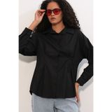 Bigdart Kadın Belden Oturtmalı Poplin Gömlek 20384 - Siyah