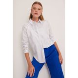 Bigdart Kadın Beyaz Gümüş Varak Desenli Gömlek 20253 - 40