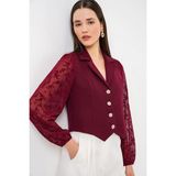 Bigdart Kadın Desenli Kısa Ceket 0751 - Bordo - 36