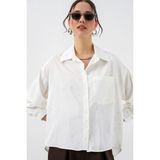 Bigdart Kadın Desenli Oversize Gömlek 20361 - Gümüş - 38