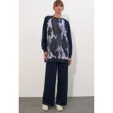 Bigdart Kadın Desenli Oversize Tunik Pantolon İkili Takım 55462 - Lacivert
