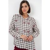 Bigdart Kadın Desenli Oversize Viskon Gömlek 20371 - Siyah - 42