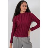 Bigdart Kadın Dokulu Esnek Örme Bluz 975 - Bordo