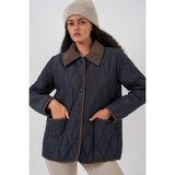 Bigdart Kadın Kapitone Oversize Mont 5226 - Lacivert Kahve - 40 - Lacivert - Kahverengi