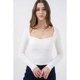Bigdart Kadın Kare Yaka Slim Fit Bluz 986 - Beyaz - 36