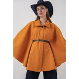 Bigdart Kadın Kemerli Kaşe Panço 9170 - Hardal