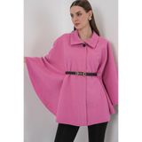 Bigdart Kadın Kemerli Kaşe Panço 9170 - Pembe