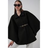 Bigdart Kadın Kemerli Kaşe Panço 9170 - Siyah