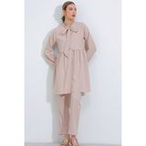 Bigdart Kadın Krem Örme Pantolon Tunik Alt Üst Takım 6654 - 40