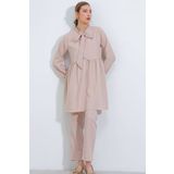 Bigdart Kadın Krem Örme Pantolon Tunik Alt Üst Takım 6654