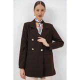 Bigdart Kadın Kruvaze Yaka Blazer Ceket 0722 - Kahverengi - 40