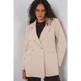 Bigdart Kadın Kruvaze Yaka Blazer Ceket 0722 - Krem - 36