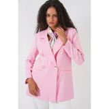 Bigdart Kadın Kruvaze Yaka Blazer Ceket 0722 - Pudra - 36
