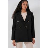 Bigdart Kadın Kruvaze Yaka Blazer Ceket 0722 - Siyah - 42