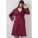 Bigdart Kadın Kruvaze Yaka Trençkot %100 Polyester Bordo Renk Seçeneği ile Şık Tasarım - 40
