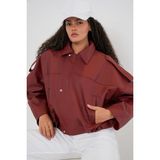 Bigdart Kadın Oversize Deri Ceket 1055 - Kiremit - 42
