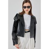 Bigdart Kadın Oversize Deri Mont Ceket 1047 - Siyah - 42