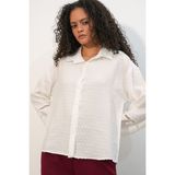 Bigdart Kadın Oversize Desenli Gömlek 20379 - Beyaz - 36