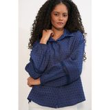 Bigdart Kadın Oversize Desenli Gömlek 20379 - Lacivert - 38