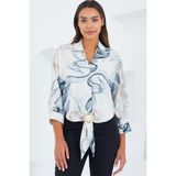 Bigdart Kadın Oversize Dökümlü Crop Saten Gömlek 906 - Indigo - 36