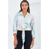 Bigdart Kadın Oversize Dökümlü Crop Saten Gömlek 906 - Mint - 36