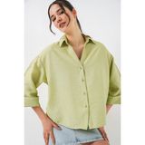 Bigdart Kadın Oversize Kısa Kol Gömlek 20315 - Çağla - 36