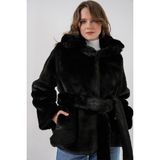 Bigdart Kadın Peluş Kürk Mont 5234 - Siyah - 40