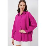 Bigdart Kadın Uzun Oversize Gömlek 20334 - Koyu Pembe - 40