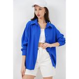 Bigdart Kadın Uzun Oversize Gömlek 20334 - Saks - 36