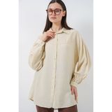 Bigdart Kadın Uzun Oversize Gömlek 5965 - Ekru