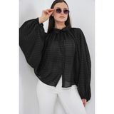 Bigdart Kadın Yarasa Kol Oversize Gömlek 20368 - Siyah - 42