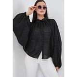 Bigdart Kadın Yarasa Kol Oversize Gömlek 20368 - Siyah