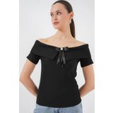 Bigdart Kurdele Detaylı Örme Bluz 949 - Siyah