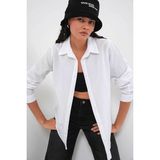 Bigdart Oversize Basic Beyaz Kadın Gömlek 20349 - 42