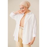 Bigdart Oversize Basic Tesettür Gömlek Beyaz Günlük Stil Düz Kumaş Özellikleri - 36