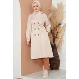 Bigdart T5853 Kruvaze Yaka Tesettür Trençkot - Bej