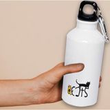 Biggdesign Cats Karabinerli Alüminyum 400 ml Beyaz Matara