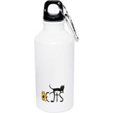 Biggdesign Cats Karabinerli Alüminyum 400 ml Beyaz Matara